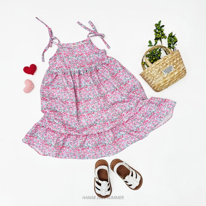 Hanab - Korean Children Fashion - #kidzfashiontrend - Floral Ribbon Strap One-piece - 4