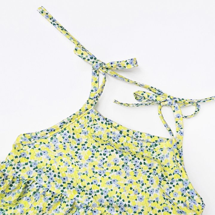 Hanab - Korean Children Fashion - #childofig - Floral Ribbon Strap One-piece - 10