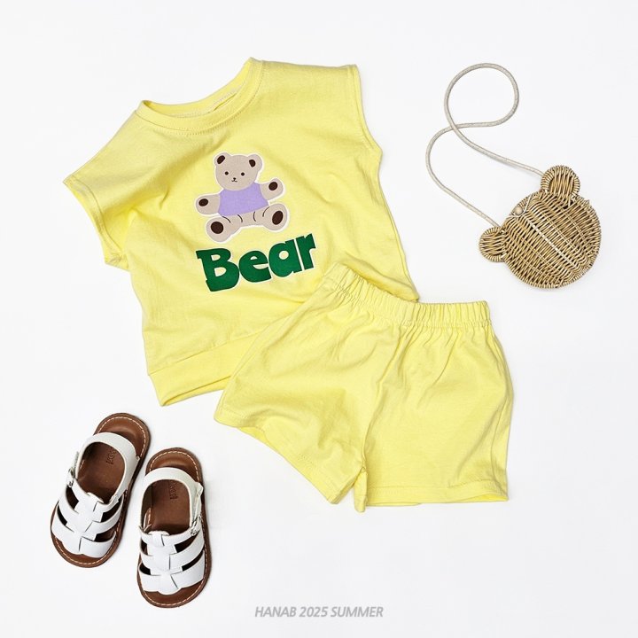 Hanab - Korean Children Fashion - #kidsshorts - Bear Print Set - 6