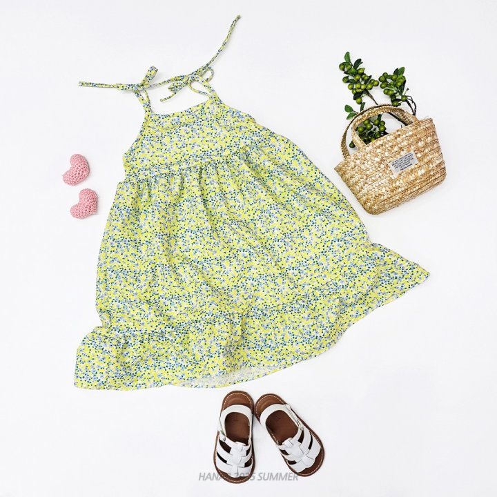 Hanab - Korean Children Fashion - #littlefashionista - Floral Ribbon Strap One-piece - 5