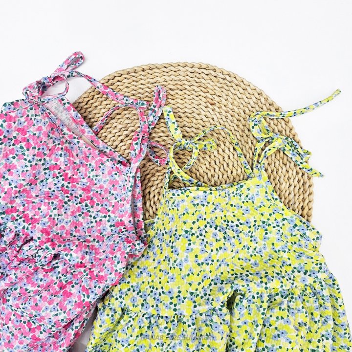 Hanab - Korean Children Fashion - #magicofchildhood - Floral Ribbon Strap One-piece - 6
