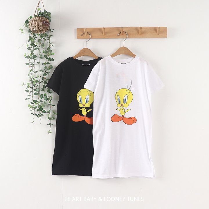 Heart Baby - Korean Children Fashion - #childofig - Tweety Slit Short Sleeve One-piece - 3