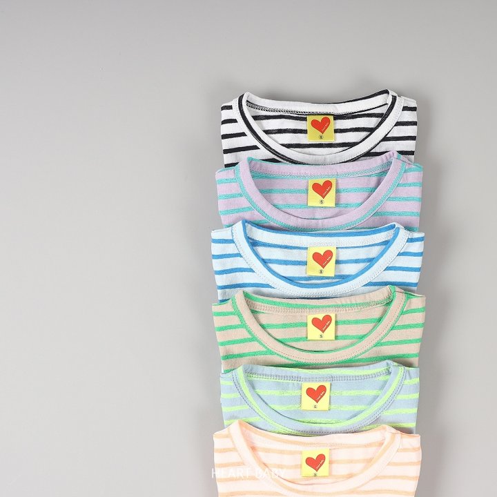 Heart Baby - Korean Children Fashion - #childrensboutique - Stripe Short Sleeve Tee - 8
