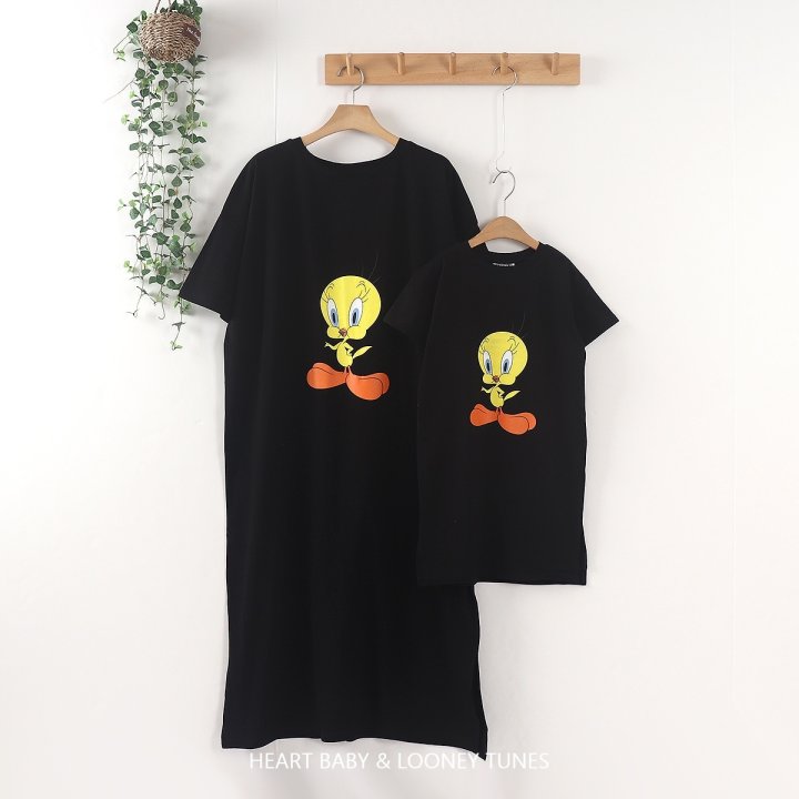 Heart Baby - Korean Children Fashion - #kidsshorts - Tweety Slit Short Sleeve One-piece - 8