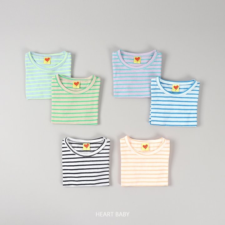 Heart Baby - Korean Children Fashion - #prettylittlegirls - Stripe Short Sleeve Tee - 3