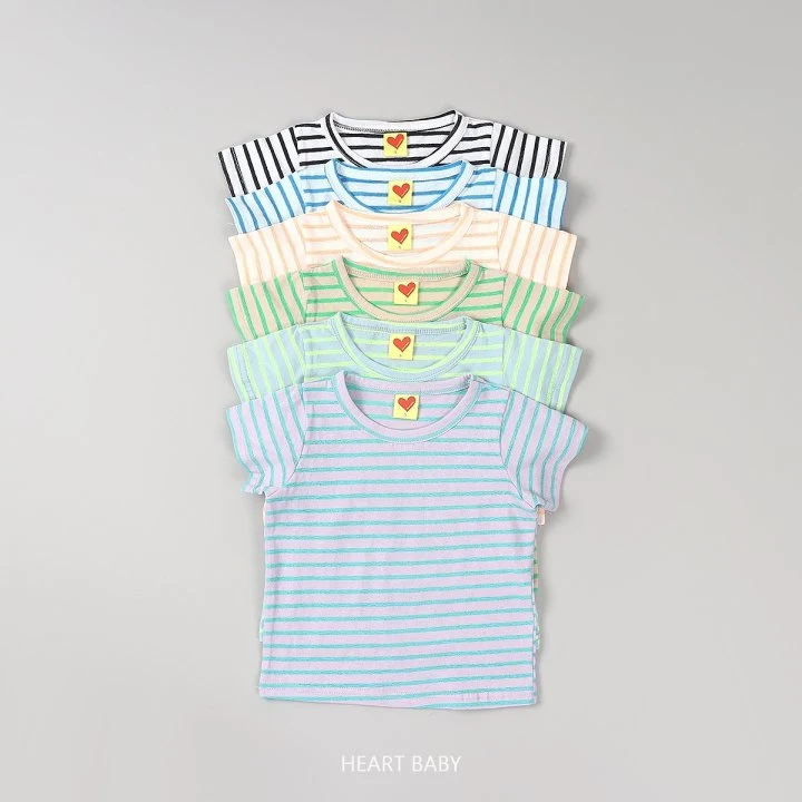 Heart Baby - Korean Children Fashion - #stylishchildhood - Stripe Short Sleeve Tee - 6