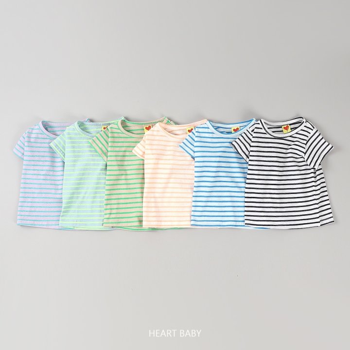 Heart Baby - Korean Children Fashion - #toddlerclothing - Stripe Short Sleeve Tee - 5