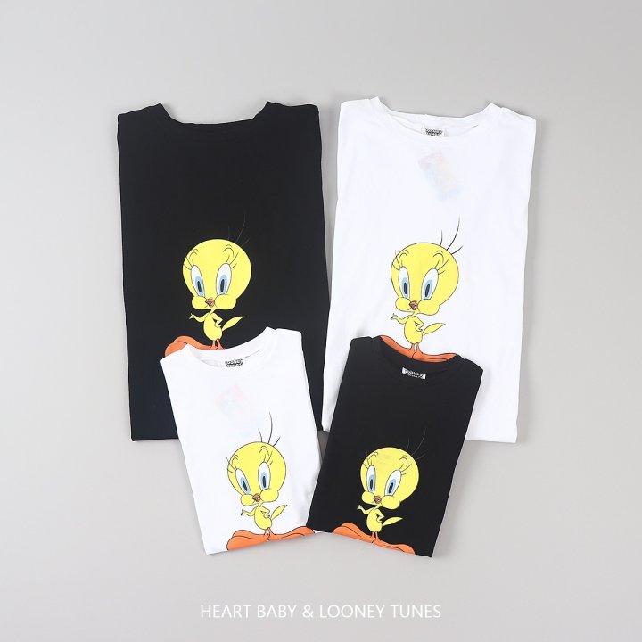 Heart Baby - Korean Women Fashion - #womensfashion - Tweety Slit Short Sleeve One-piece Adult (Mom Couple Look) - 4