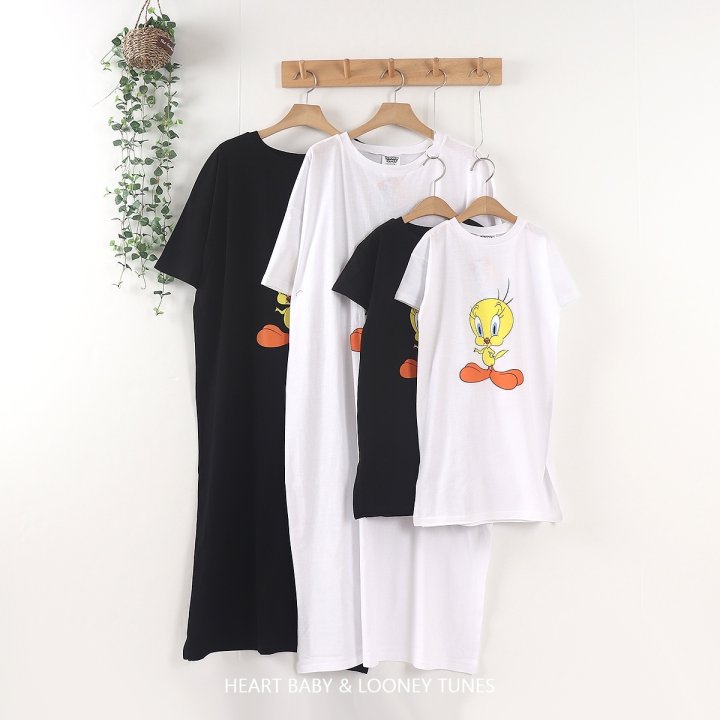 Heart Baby - Korean Women Fashion - #momslook - Tweety Slit Short Sleeve One-piece Adult (Mom Couple Look) - 6