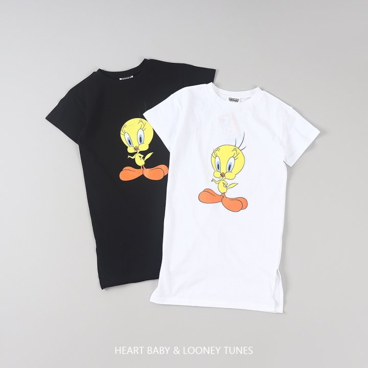 Heart Baby - Korean Women Fashion - #womensfashion - Tweety Slit Short Sleeve One-piece Adult (Mom Couple Look) - 7