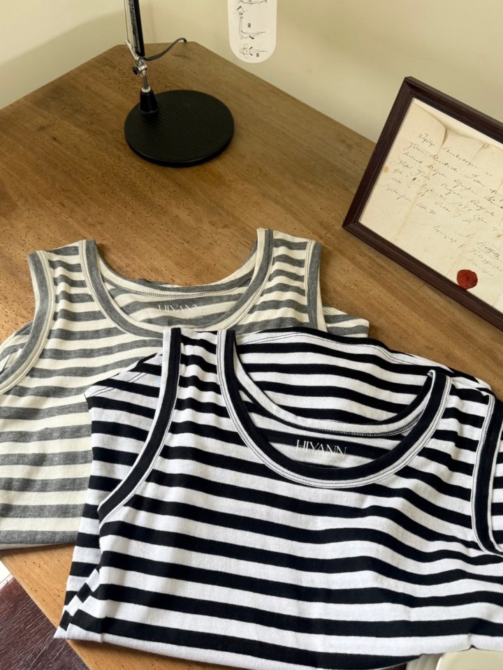 Hiyann - Korean Women Fashion - #momslook - Gauze Stripe Sleeveless - 9