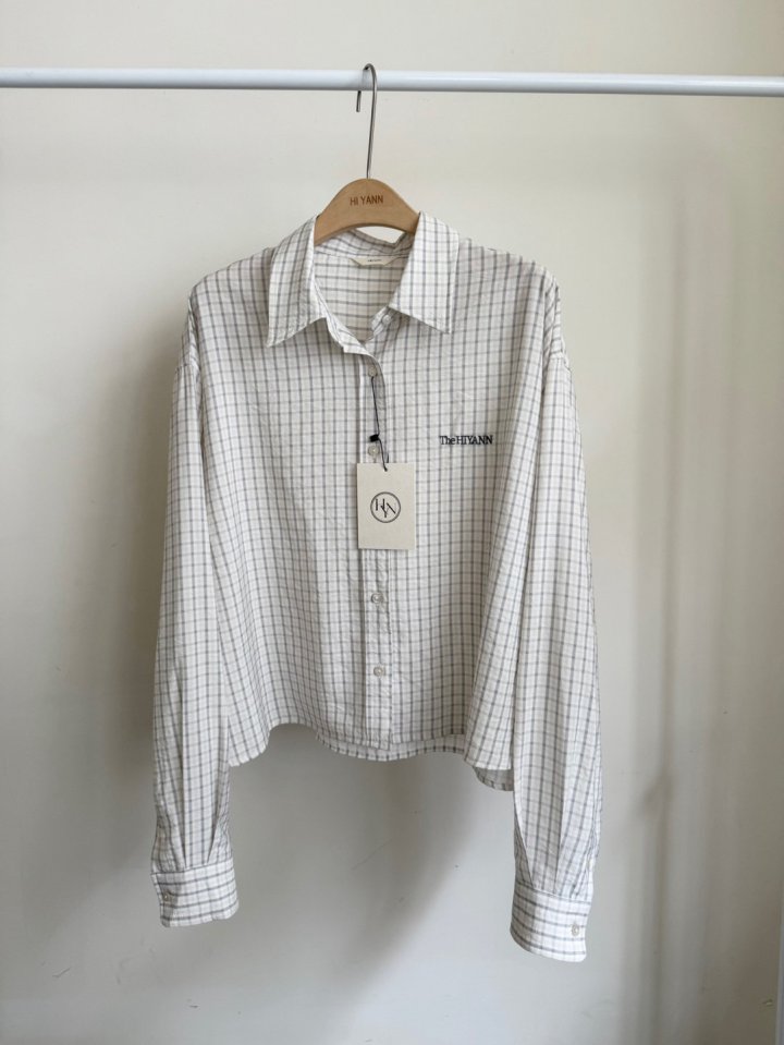 Hiyann - Korean Women Fashion - #momslook - Check Cropped Shirt - 5