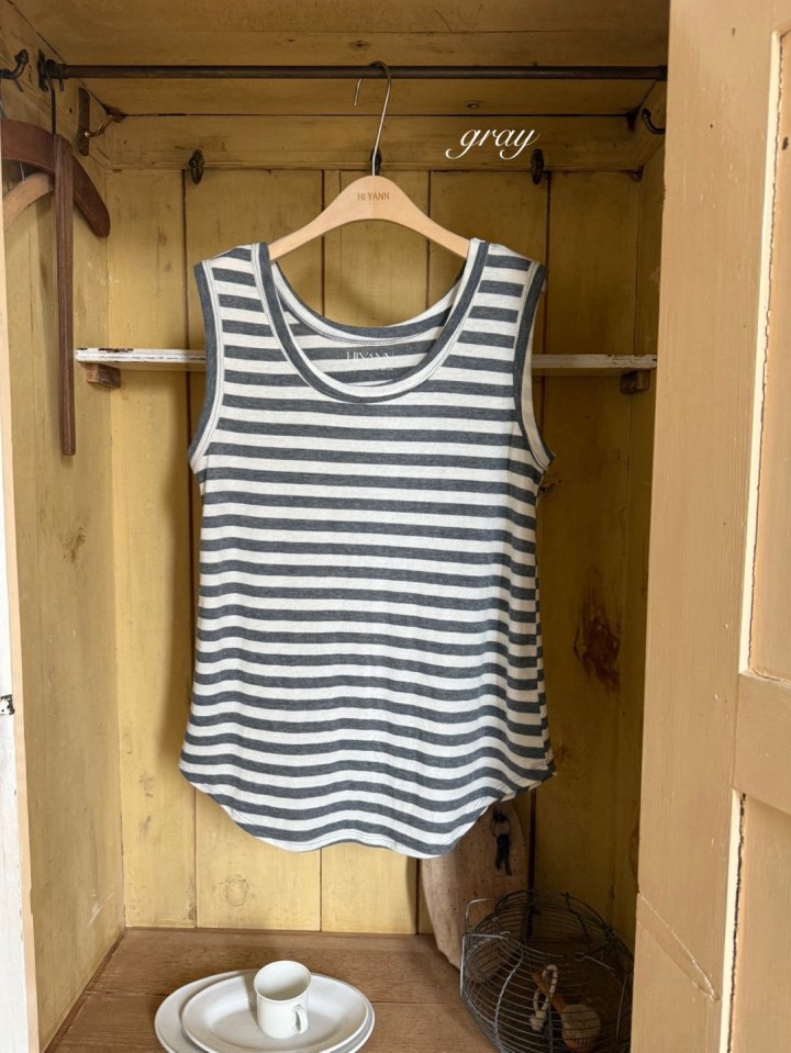 Hiyann - Korean Women Fashion - #womensfashion - Gauze Stripe Sleeveless - 2