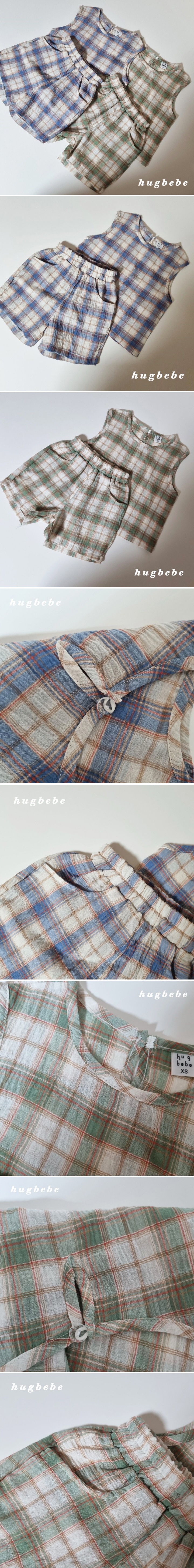 Hug Bebe - Korean Children Fashion - #childofig - Check Sleeveless Set