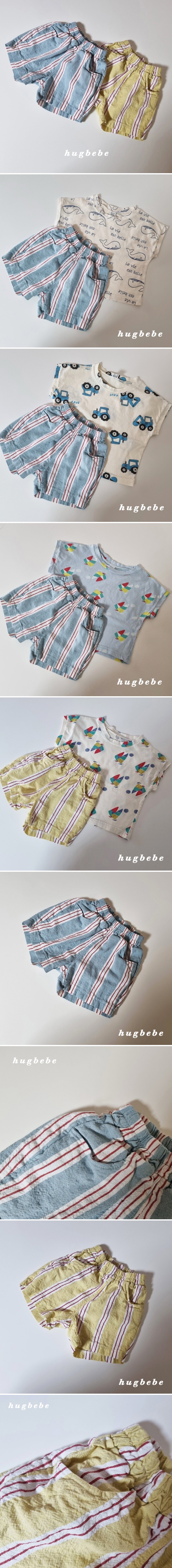 Hug Bebe - Korean Children Fashion - #kidsstore - Stripe Short Pants