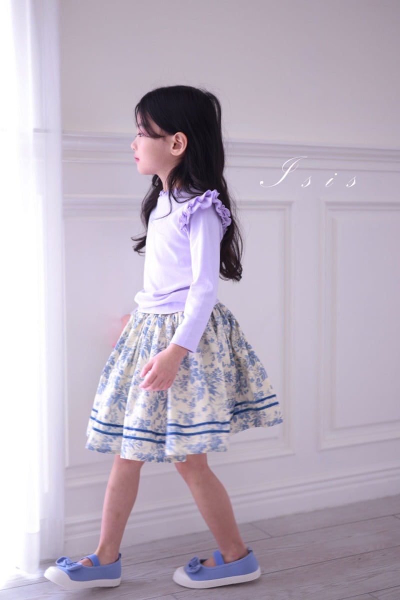 Isis - Korean Children Fashion - #designkidswear - Floral Double-Line Skirt