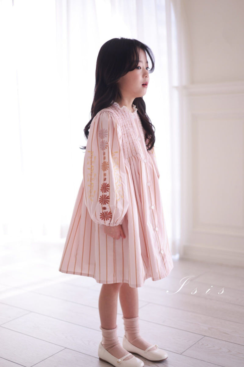 Isis - Korean Children Fashion - #kidsshorts - Embroidered Sleeve One-piece - 2