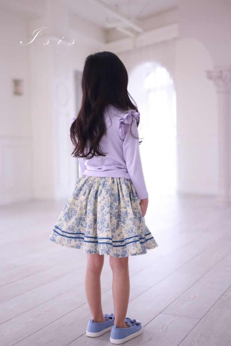 Isis - Korean Children Fashion - #kidsstore - Floral Double-Line Skirt - 5