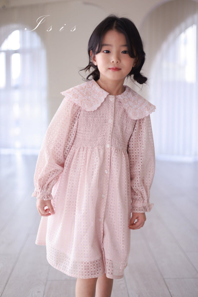 Isis - Korean Children Fashion - #kidzfashiontrend - Lace Big Collar One-piece - 7