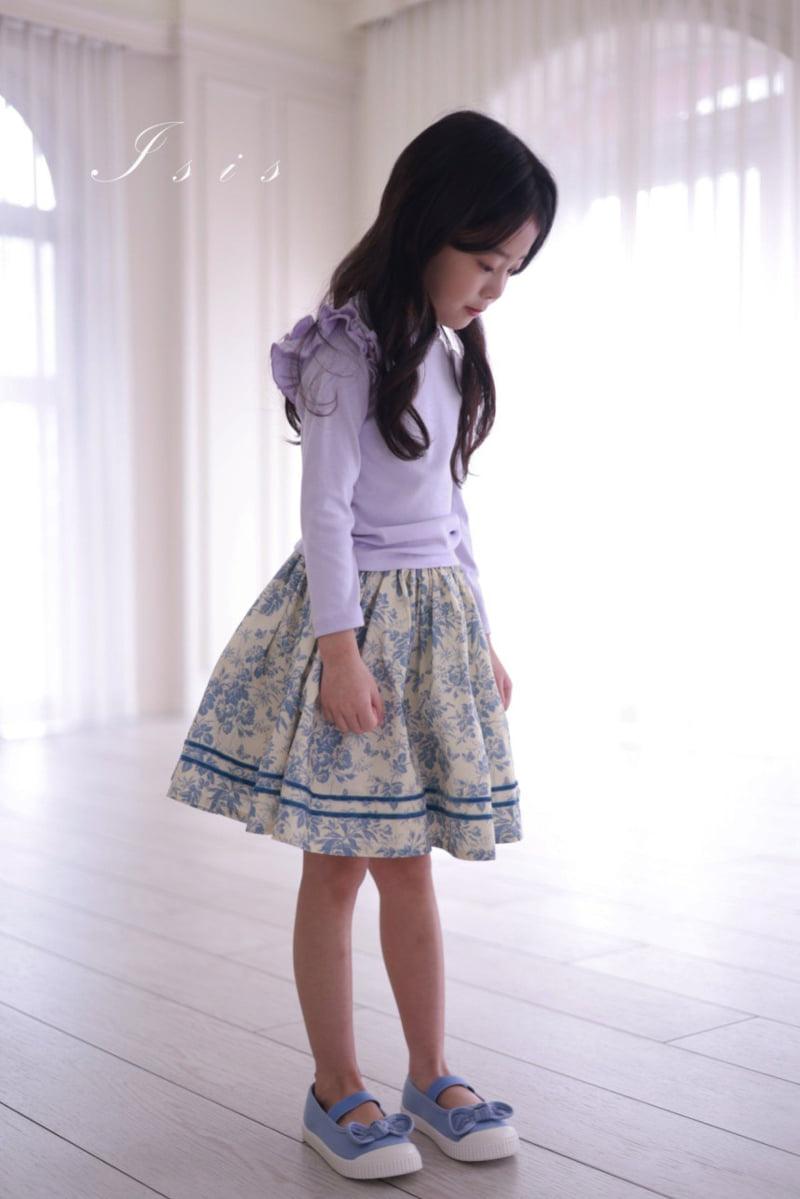 Isis - Korean Children Fashion - #kidzfashiontrend - Floral Double-Line Skirt - 6