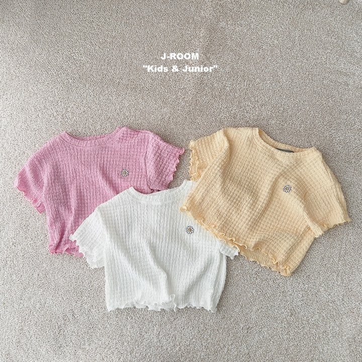 J-Room - Korean Children Fashion - #childrensboutique - Picnic Embroidery Crop Tee