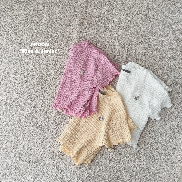 J-Room - Korean Children Fashion - #kidsshorts - Picnic Embroidery Crop Tee - 5