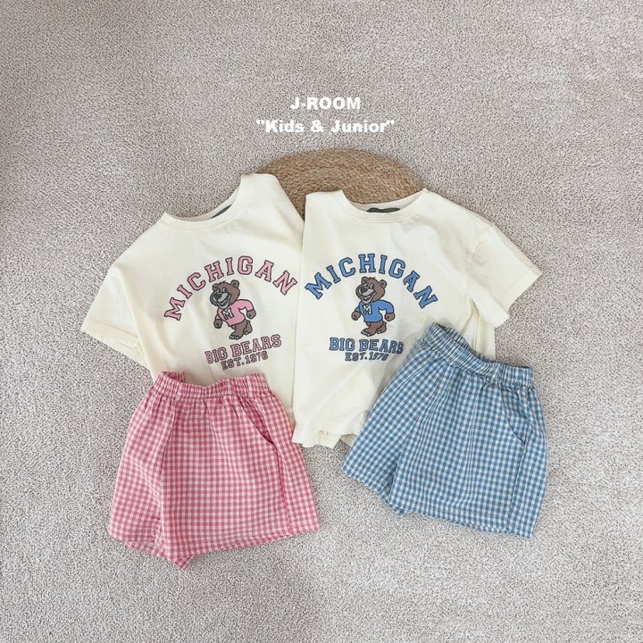 J-Room - Korean Children Fashion - #kidsshorts - Michigan Check Set - 3