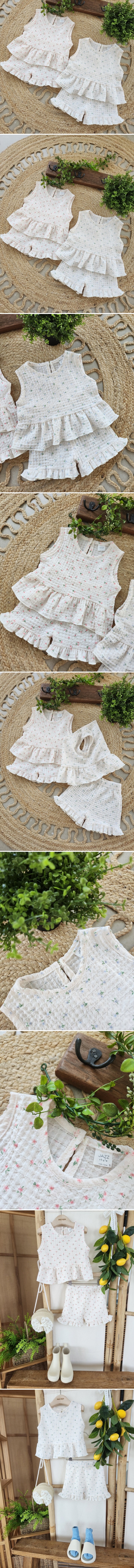 Jazz - Korean Children Fashion - #designkidswear - Floral Waffle Set - 2