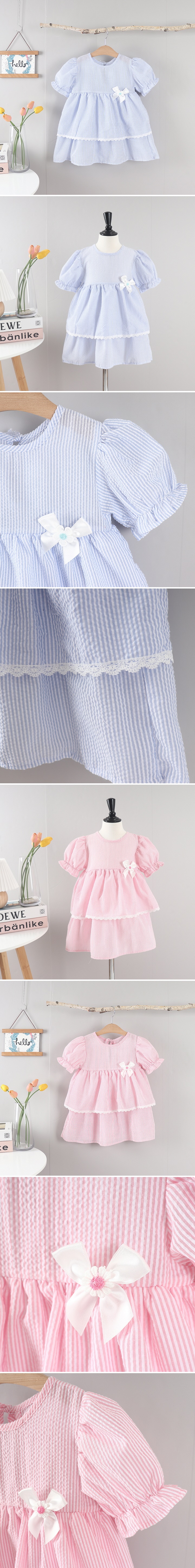Jierang - Korean Children Fashion - #childrensboutique - Honey Zigzag Stripe One-piece