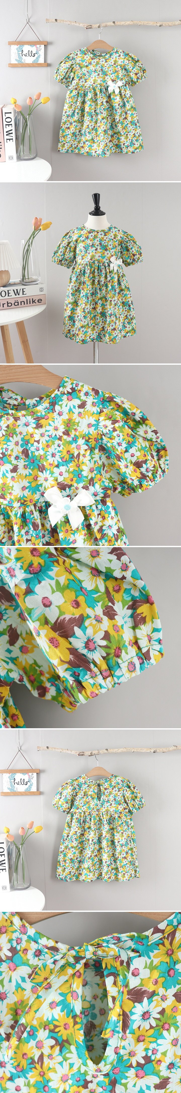 Jierang - Korean Children Fashion - #childrensboutique - Flower Garden Short Sleeve One-piece