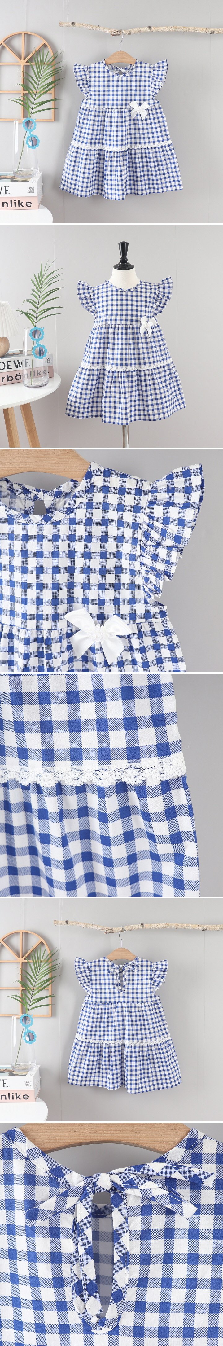 Jierang - Korean Children Fashion - #designkidswear - Check Wing One-piece