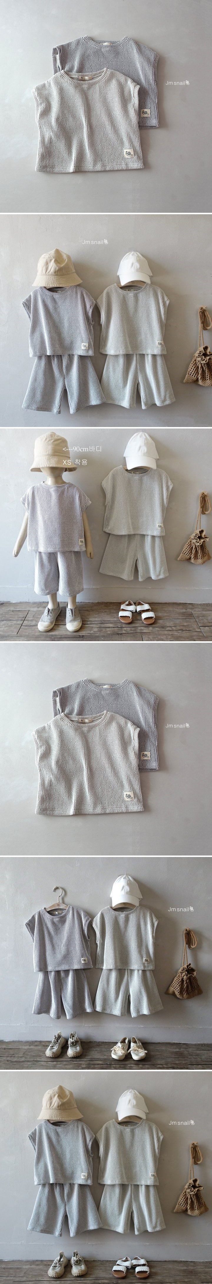 Jm Snail - Korean Children Fashion - #kidsshorts - Seersucker Stripe Tee
