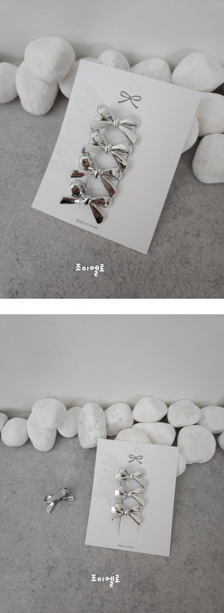 Joy ello - Korean Children Fashion - #childrensboutique - Silver Ribbon Pin Set