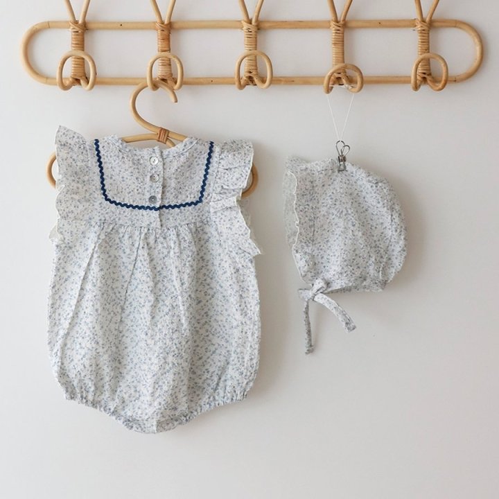 Lemonade - Korean Baby Fashion - #onlinebabyboutique - Gypsophila (Romper + Hat Set) - 5