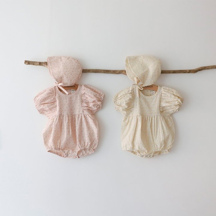 Lemonade - Korean Baby Fashion - #onlinebabyboutique - Watercolor (Romper + Hat Set) - 3