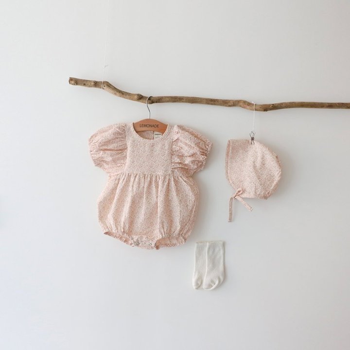 Lemonade - Korean Baby Fashion - #onlinebabyboutique - Watercolor (Romper + Hat Set) - 4