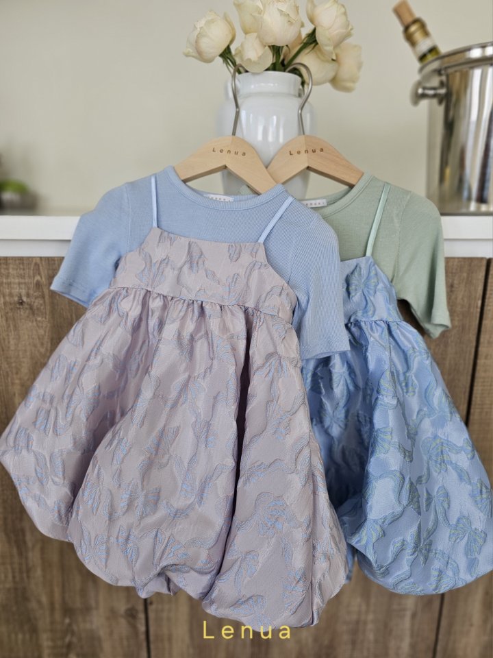 Lenua - Korean Children Fashion - #Kfashion4kids - Ribbon Jacquard One-piece - 3