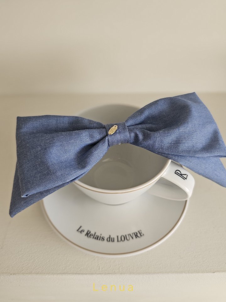 Lenua - Korean Children Fashion - #kidsshorts - Denim Ribbon Claw Clip - 3