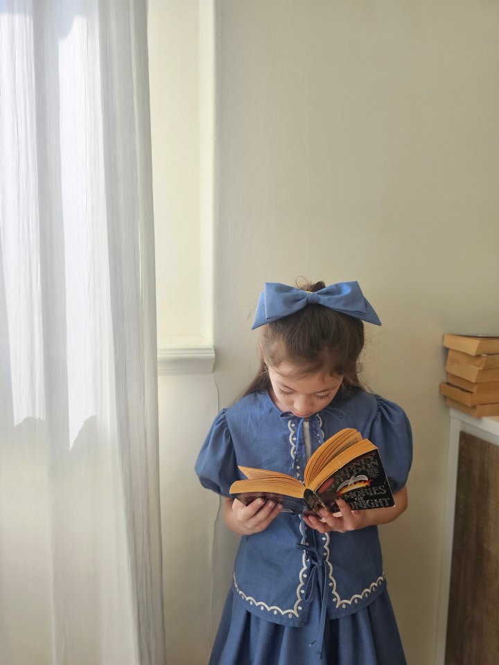 Lenua - Korean Children Fashion - #prettylittlegirls - Denim Ribbon Claw Clip - 10
