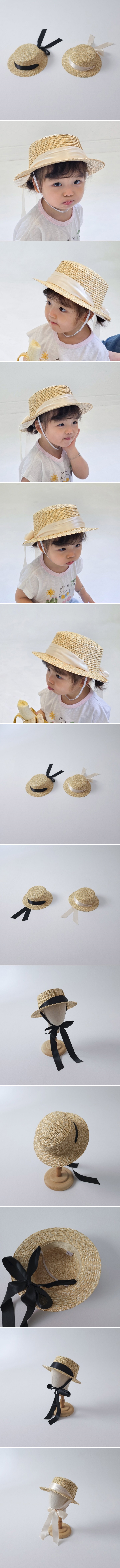 Little Hat - Korean Baby Fashion - #babyclothing - Flat Ribbon Straw Hat