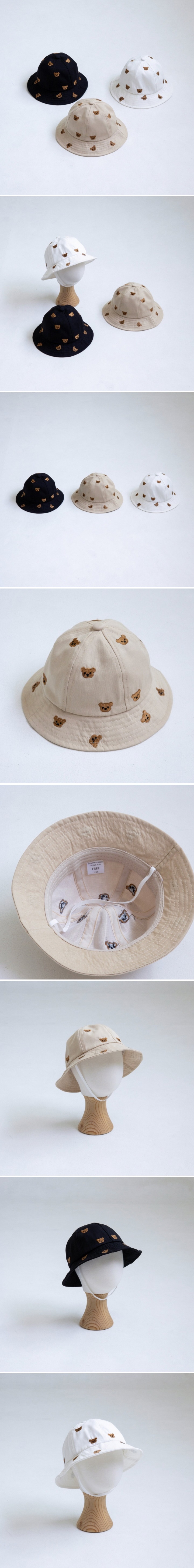 Little Hat - Korean Baby Fashion - #babyoninstagram - Hexagon Bear Pattern Bucket Hat