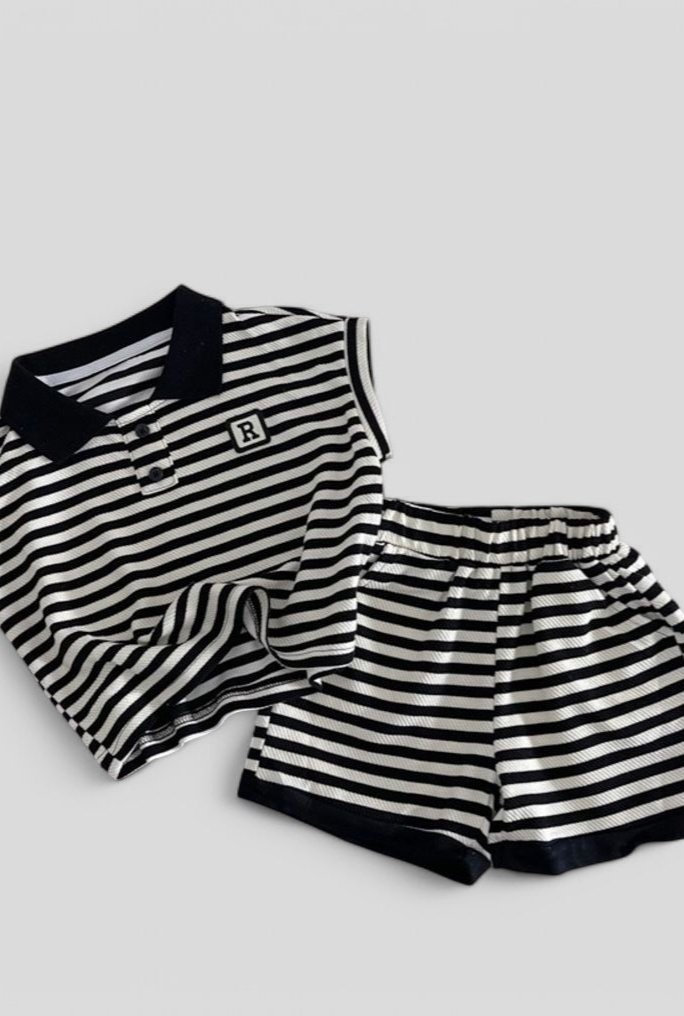 Little Rabbit - Korean Children Fashion - #Kfashion4kids - Collar Stripe Set - 10