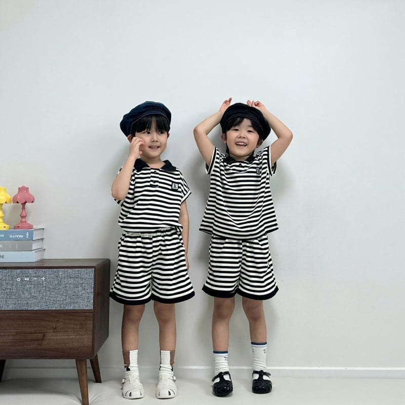 Little Rabbit - Korean Children Fashion - #childofig - Collar Stripe Set - 2