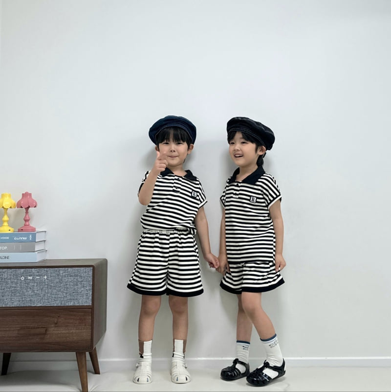 Little Rabbit - Korean Children Fashion - #childrensboutique - Collar Stripe Set - 4