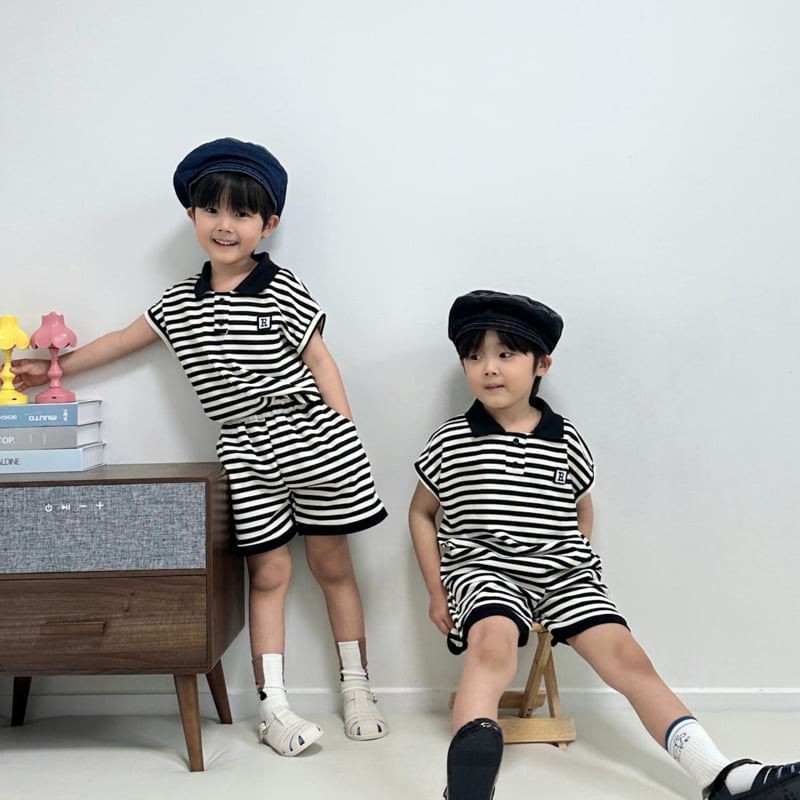 Little Rabbit - Korean Children Fashion - #kidsstore - Collar Stripe Set - 8