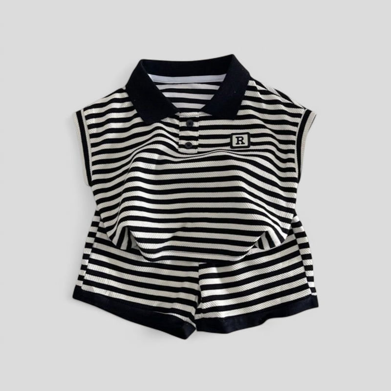 Little Rabbit - Korean Children Fashion - #kidzfashiontrend - Collar Stripe Set - 9