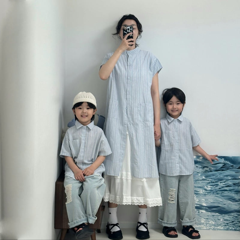 Little Rabbit - Korean Women Fashion - #momslook - Family Look Sky Shirt (Dad) - 2
