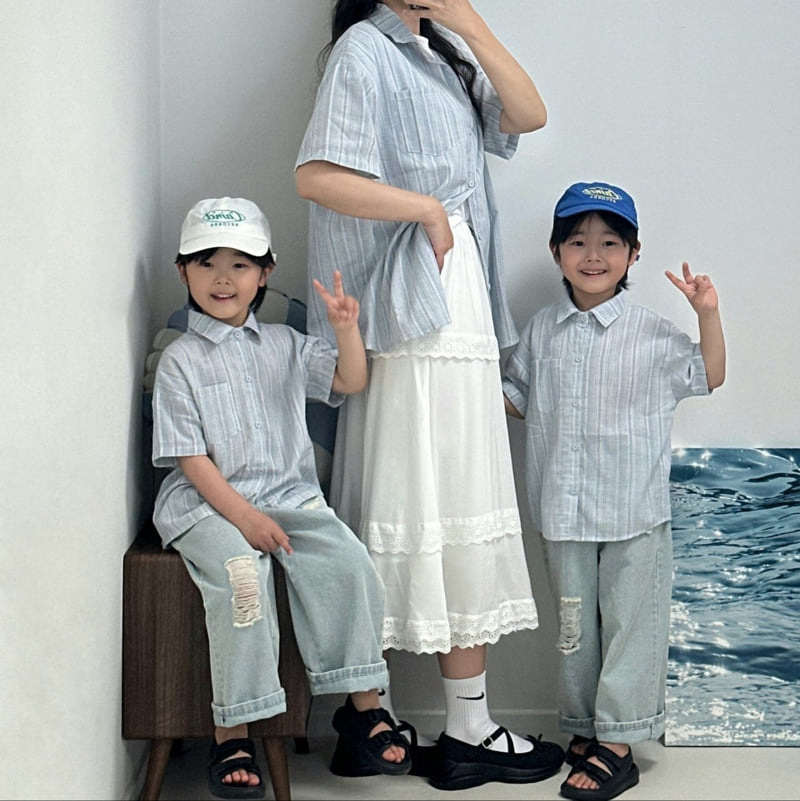 Little Rabbit - Korean Women Fashion - #womensfashion - Family Look Sky Shirt (Dad) - 4