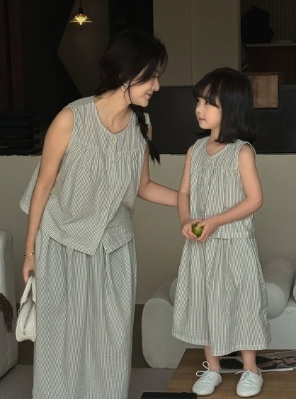 Little Rabbit - Korean Women Fashion - #pursuepretty - Mom Stripe Two-Piece