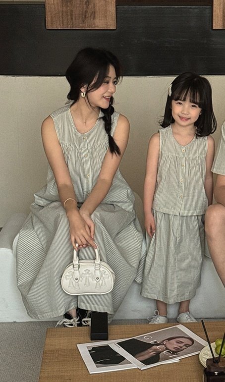 Little Rabbit - Korean Women Fashion - #restrostyle - Mom Stripe Two-Piece - 2
